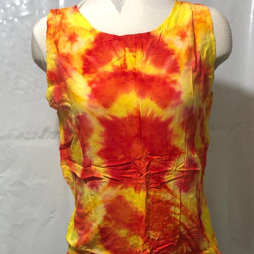 Tank Top with Fringe Tie Dyed 100% Rayon L